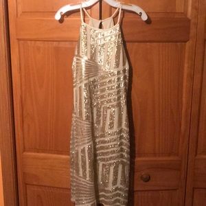 Tight Gold And Tan Sequin Dress